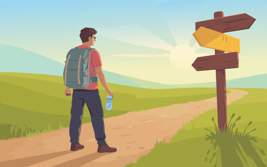Pathway to Choice A Flat Vector Illustration of Adventure