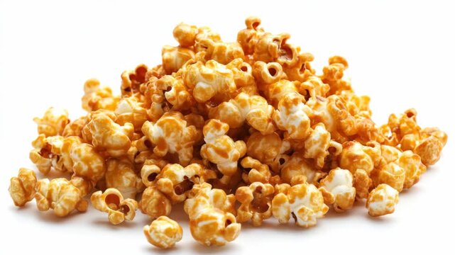 A bunch of colorful, caramel-coated popcorn kernels. Delicious treat for movies or parties.