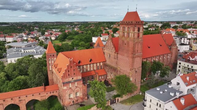 Aerial view of the medieval castle in Kwidzyn, Poland