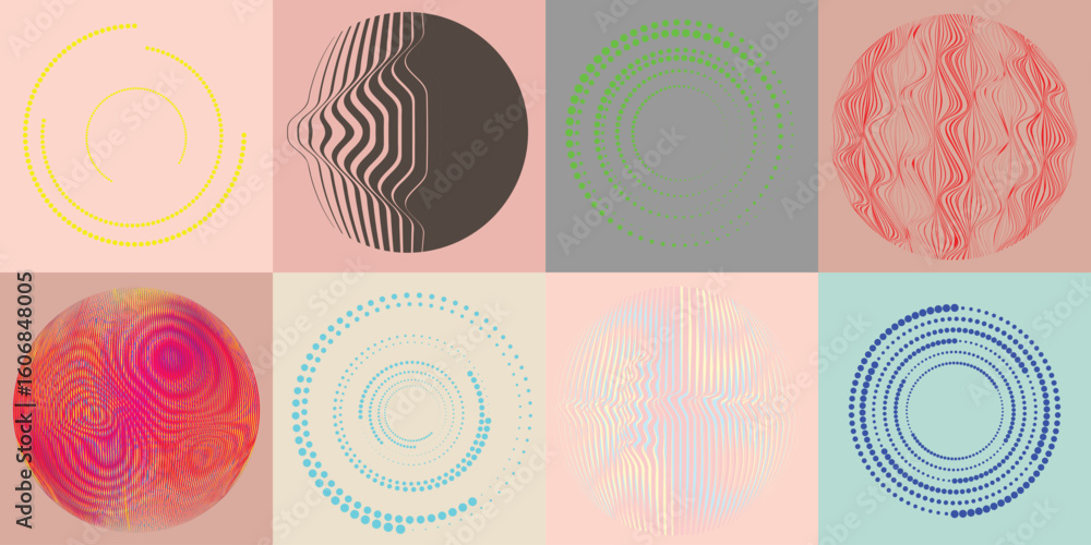 Fototapete lines and dots in circle form .rotate rounded shape vector .rotating dots form a circle .rotating an