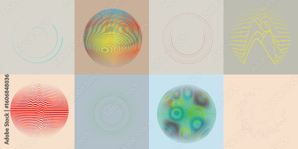 Fototapete lines and dots in circle form .rotate rounded shape vector .rotating dots form a circle .rotating an