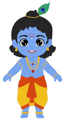 Cute Baby Krishna Welcome Pose Cartoon Vector Art