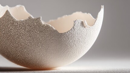 Fototapeta premium A close-up of a broken eggshell showcasing its textured surface.