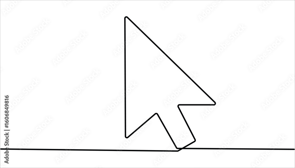 Fototapete continuous drawing of cursor arrow. one line icon of cursor arrow. continuous line art drawing style