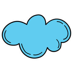 Hand-drawn cartoon blue cloud on a white background.