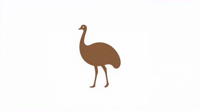 Displaying brown flightless bird silhouette on plain white background, showcasing minimalist design - Powered by Adobe