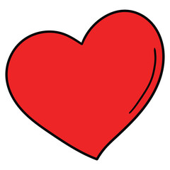 Hand-drawn cartoon red heart on a white background.