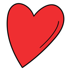 Hand-drawn cartoon red heart on a white background.