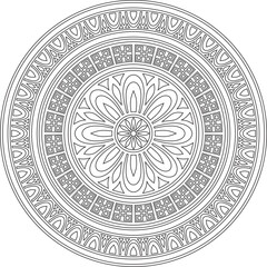Classic Greek black outline round ornament. Vector pattern, circle of ancient Hellenes. European border - ring.
