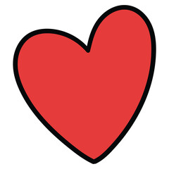 Hand-drawn cartoon red heart on a white background.