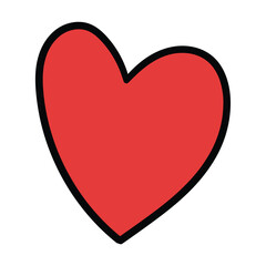 Hand-drawn cartoon red heart on a white background.