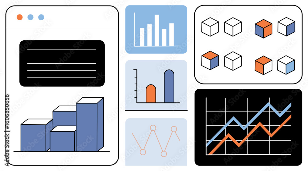 Poster versatile vector infographic element set featuring business charts, report graphics, and data visual