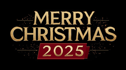 Fototapeta premium Merry Christmas 2025 festive gold text with elegant background