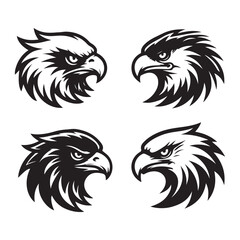 Eagle Head Silhouette Vector Set