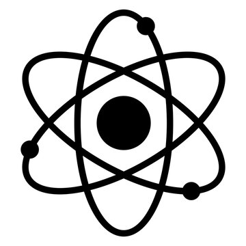 S&iacute;mbolo ciencia. Icono aislado con &aacute;tomo con electrones en &oacute;rbita	