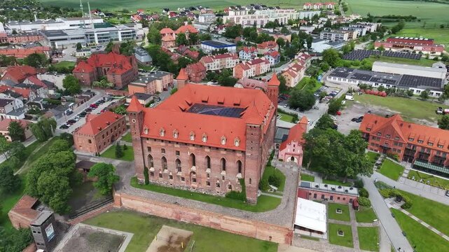 Aerial view of Gniew Castle in Gniew, Poland