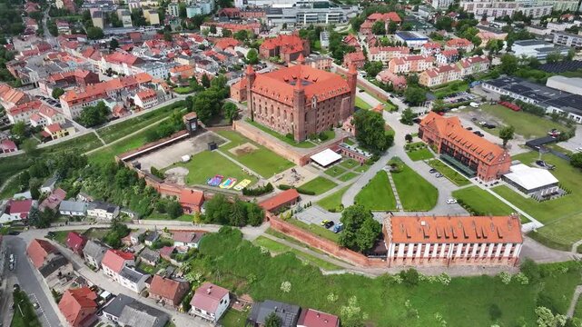 Aerial view of Gniew Castle in Gniew, Poland