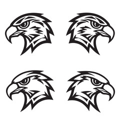Fototapeta premium Eagle Head Silhouette Vector Set