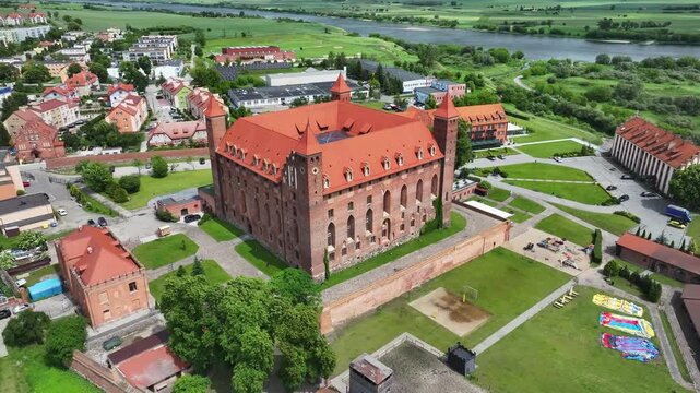 Aerial view of Gniew Castle in Gniew, Poland