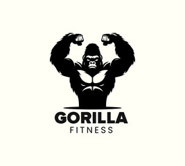 Muscular Gorilla Flexing Logo Template
