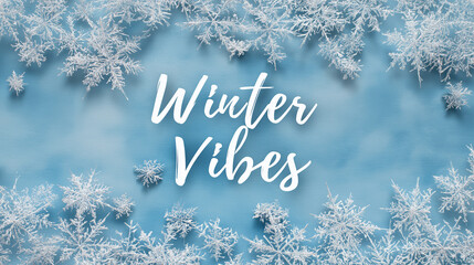Snowy Winter Vibes Text Design on a Light Blue Backdrop