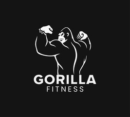 minimal Muscular Gorilla Fitness Logo Design