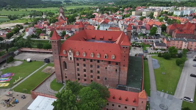 Aerial view of Gniew Castle in Gniew, Poland