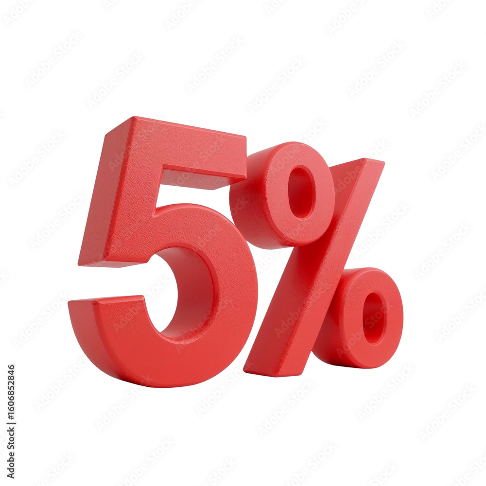 Poster captivating three dimensional representation of five percent on a plain setting
