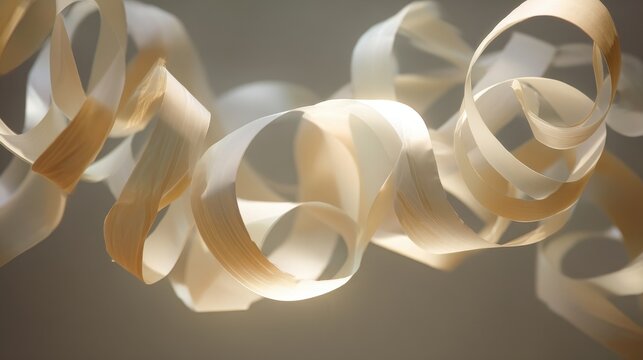 Abstract patterns of light and airy ribbons floating in space.