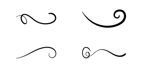 set of hand drawn swirling lines and calligraphic elements