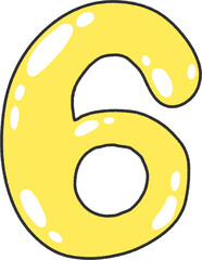 Yellow Icing Number “6” Cookie Illustration – Adorable Sixth Birthday Biscuit Clip-Art