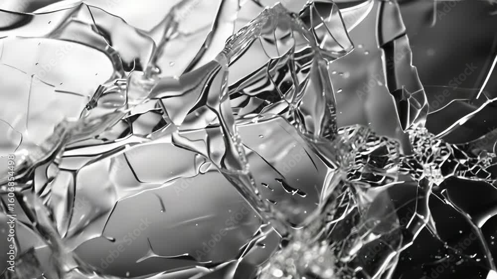 Poster a close-up shot of a shattered glass window with sharp edges and fragments