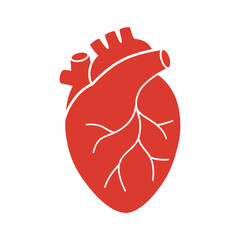 Heart organ icon in flat design vector illustration on white background