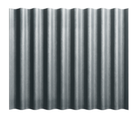Corrugated metal fence sections for a modern industrial apartment, characterized by their unique wave pattern and durability.