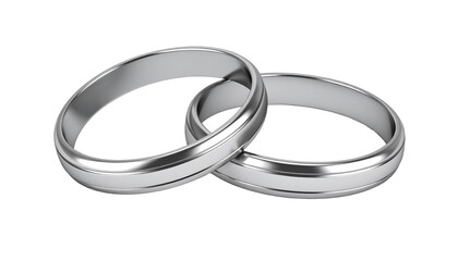 Two silver wedding rings intertwined symbolizing eternal union and love