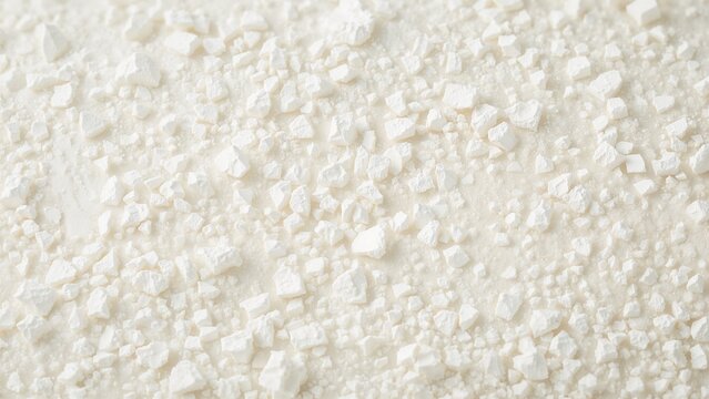 Displaying white crystals scattering across smooth pale surface, with powder and shard textures