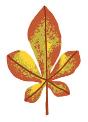 Autumn fall chestnut leaf with green and brown color. Vector illustration in simple flat style