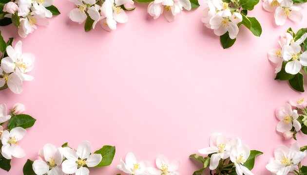 Floral frame on pastel pink