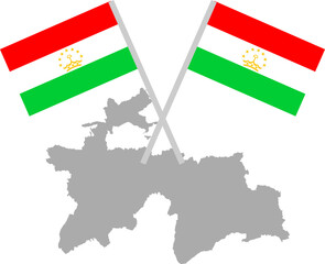 Tajikistan Country Map with National Flag Design