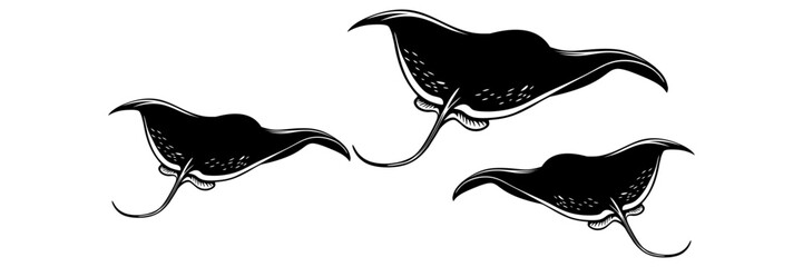 silhouette illustration of a manta ray