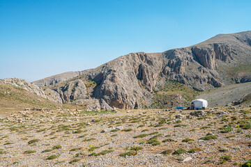 The scenic views of Demirkazık summit, Davlumbaz summit and dipsiz göl at the Aladağlar National...