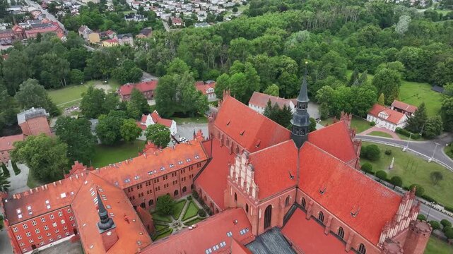 Aerial view of the Church of the Assumption of the Blessed Virgin Mary, Pelplin, Poland