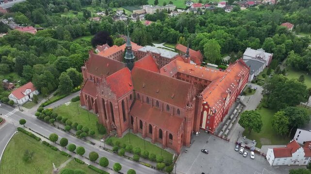 Aerial view of the Church of the Assumption of the Blessed Virgin Mary, Pelplin, Poland