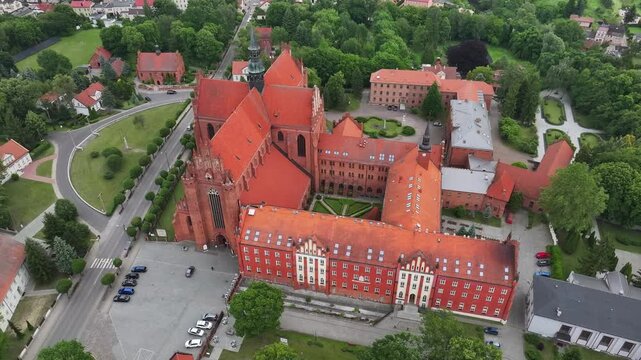 Aerial view of the Church of the Assumption of the Blessed Virgin Mary, Pelplin, Poland