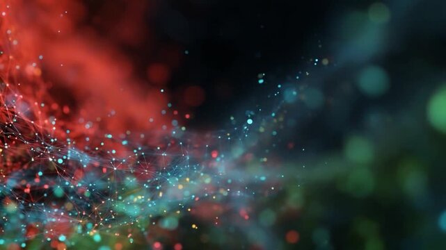 Cosmic Symphony: A mesmerizing dance of vibrant colors and ethereal light, where a cosmic ballet of crimson, teal, and emerald hues intertwines, inviting exploration.