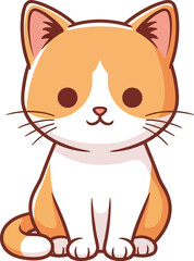 Funny cute domestic kitten cartoon character vector illustration