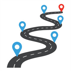 Roadmap with Location pins, Milestone Navigation Path Graphic Ideal for Business Strategy, Planning, or Journey Concept infographic