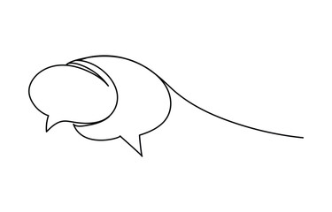 
Continuous one line drawing speech bubble symbol isolated vector illustration