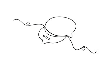 
Continuous one line drawing speech bubble symbol isolated vector illustration
