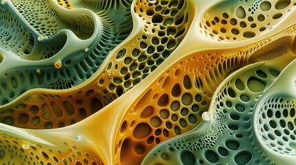 National Diatomaceous Earth Day. abstract artistic interpretation of diatom structures, contemporary scientific art style, flowing organic forms, microscopic patterns as art, modern gallery exhibition